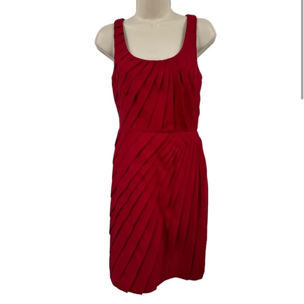 Like NEW! Gianni Bini Red Sleeveless Pleated Silk Mini Party Cocktail Dress